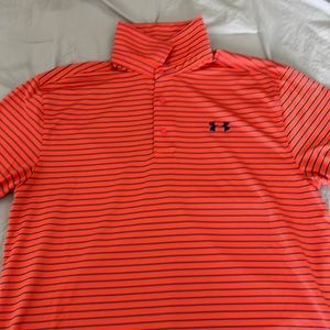 Under armor polo orange with blue stripes EUC
